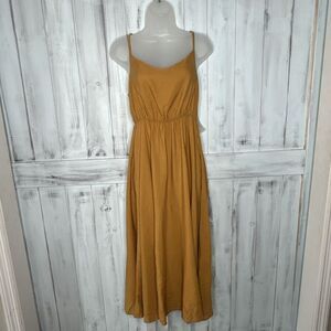 NWT Outerknown La Luna‎ Golden Yellow Cami Silk Blend Strappy Back Midi Dress S